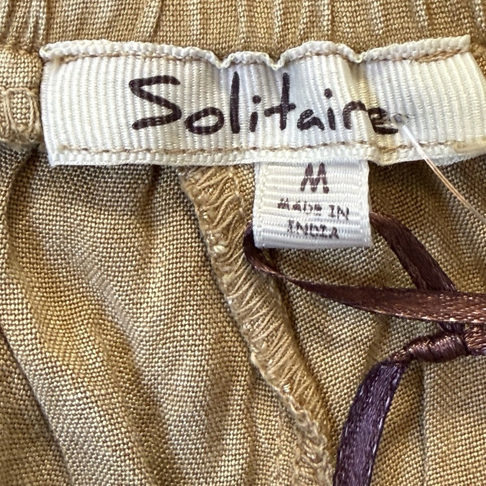 Solitaire Pants Womens Size M Brown Pull On Drawstring Waist 100% Rayon - Picture 7 of 10